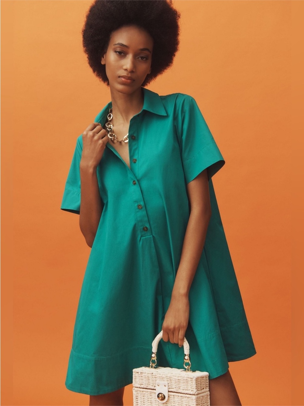 Anthropologie Pollie Short-Sleeve Swing Tunic Dress